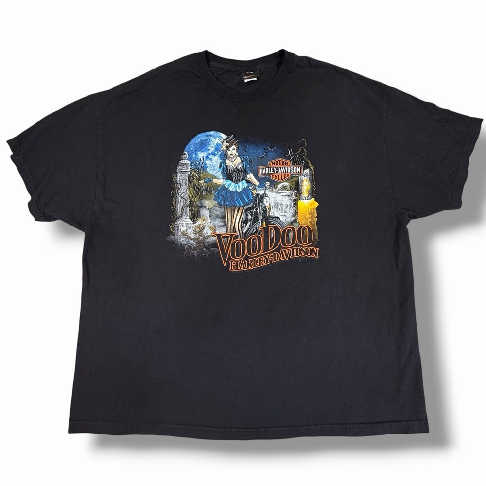 Harley Davidson Voodoo New Orleans French Quarter Graphic T Shirt Black 3XL 2017